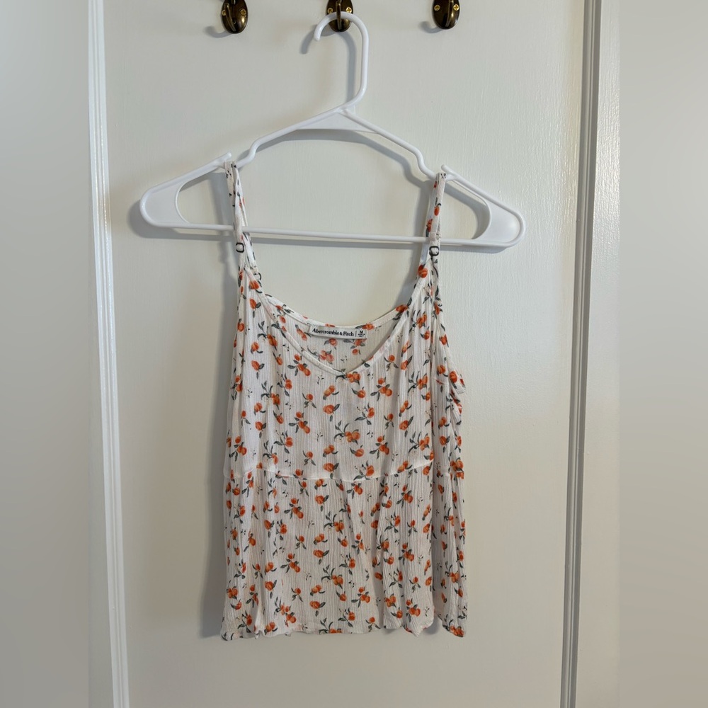 Abercrombie & Fitch White and Orange Floral Camisole